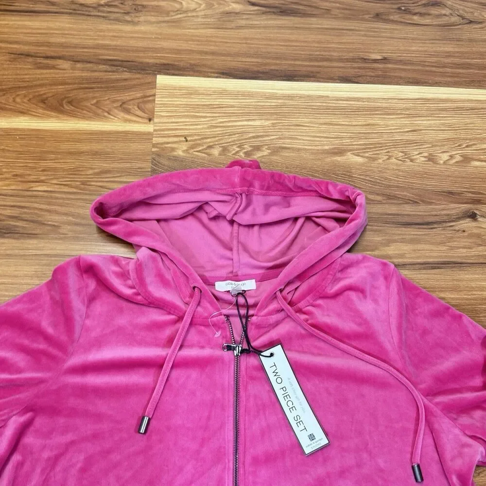 CABLE & GAUGE XL Velour Velvet 2pc Tracksuit Stretch Activewear Lounge Sport Set